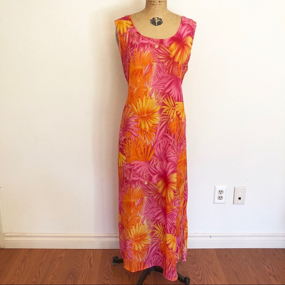 VTG Awesome Wear Tropical Maxi Dress - Size L